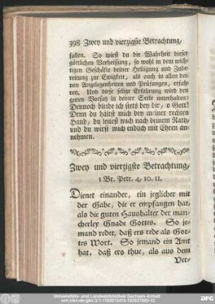 Zwey und vierzigste Betrachtung, 1 Br. Petr. 4, 10. 11.