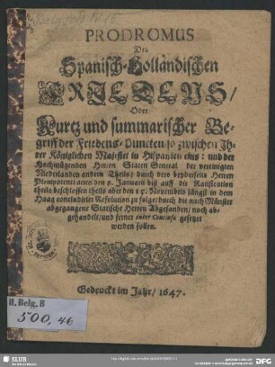 Prodromus des Spanisch-Holländischen Friedens