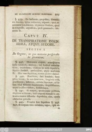 Caput IV. De Transpiratione Insensibili, Atque Sudore.