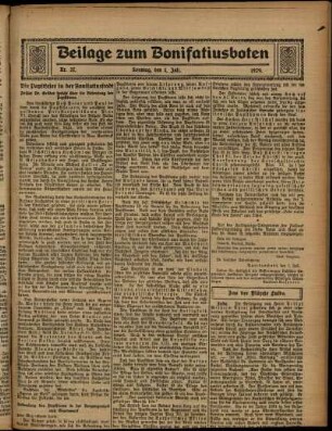 Zweite Ausgabe vom Sonntag, den 07. Juli 1929.