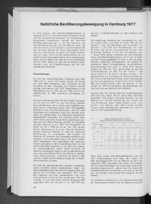 Natürliche Bevölkerungsbewegung in Hamburg 1977