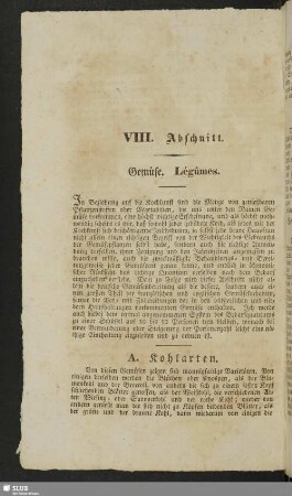 VIII. Abschnitt. Gemuese. Légûmes