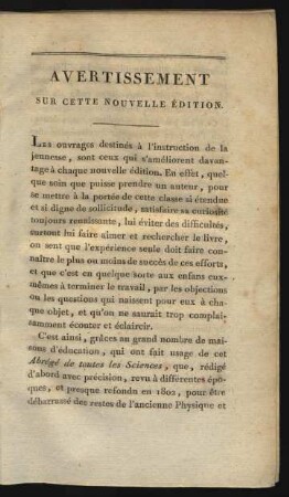 Avertissement sur cette nouvelle édition.