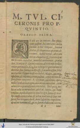 Marci Tullii Ciceronis Pro Publio Quintio Oratio Prima