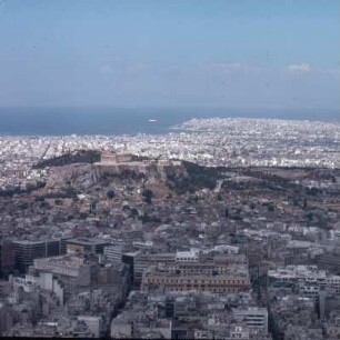 Athen, Akropolis, Lykabettos-Blick. Akropolis und Piräus