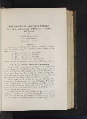 Gleichgewichte im quaternären Systemen. Das System: Natriumoxyd-Baryumoxyd-Salzsäure und Wasser.