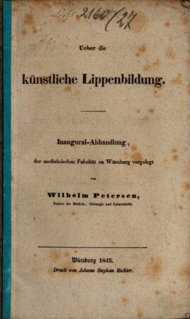 Ueber die künstliche Lippenbildung