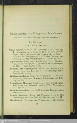 Öffnungszeiten der Königlichen Sammlungen