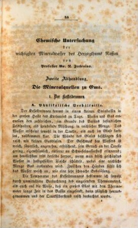 Chemische Untersuchung der wichtigsten Mineralwasser des Herzogthums Nassau, 2. Die Mineralquellen zu Ems