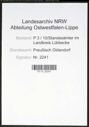 Heiratsregister Standesamt Preußisch Oldendorf