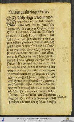 An den guthertzigen Leser