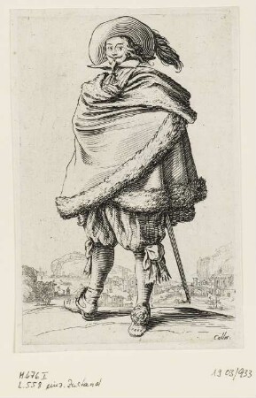 Edelmann in seinen Mantel gehüllt, Blatt 10 der Folge "Trachten des Lothringischen Adels"