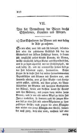 VII. Von der Vermehrung der Bienen durchs Schwärmen, Kopulieren und Ablegen.
