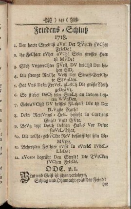 Friedens-Schluß 1718.