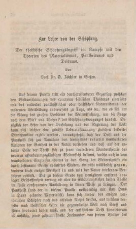 688-759 Zur Lehre von der Schöpfung : Der theistische Schöpfungsbegriff im Kampfe mit den Theorien des Materialismus, Pantheismus und Deismus