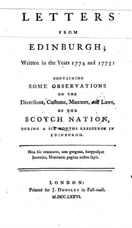 Letters from Edinburgh