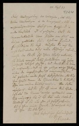 Nr. 1324: Brief von Friedrich Gottlieb Welcker an Karl Otfried Müller, Ohne Ort, 18.9.1833