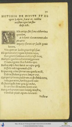 Historia De Divite Et De egeno Lazaro
