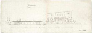 Gsaenger, Gustav; München, Fernpaßstr. 41; Hinterbärenbad- Schule mit Kindertagesstätte - Tektur, Westseite (Ansicht)