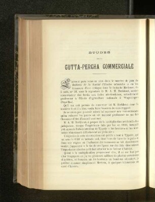 Études Sur La Gutta-Percha Commerciale.