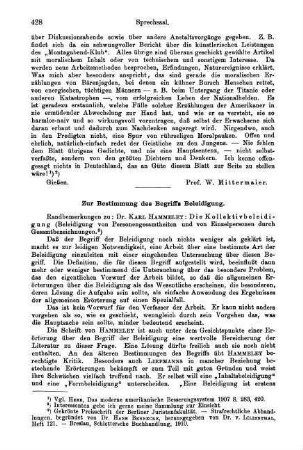 428-431, Zur Bestimmung des Begriffs Beleidigung