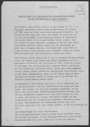 Heumaden: Visitationsberichte mit Pfarrbericht 1962