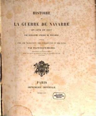 Histoire de la guerre de Navarre en 1276 et 1277