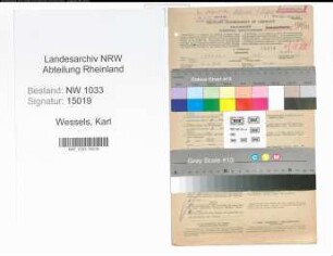 Entnazifizierung Karl Wessels , geb. 05.01.1898 (Kaufm.-Angestellter)