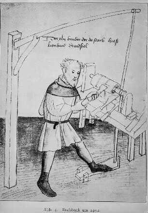 Drehbank, Zeichn., um 1402