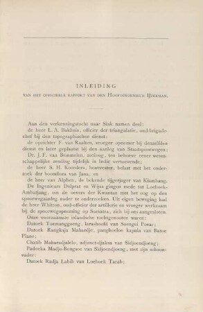 Inleiding van het officieele rapport van den hoofdingenieur Ijzerman