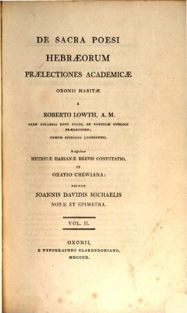 De sacra poesi Hebraeorum praelectiones academicae. 2