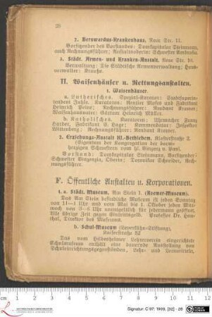 F. Öffentliche Anstalten u. Korporationen.