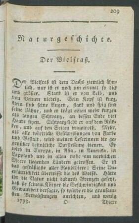 Der Vielfraß.