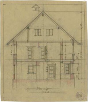 Pfann, Paul; Landhaus Zollinspektor Ed. Glück - Schnitt