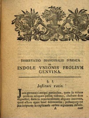 Diss. inaug. iur. de indole unionis prolium genuina