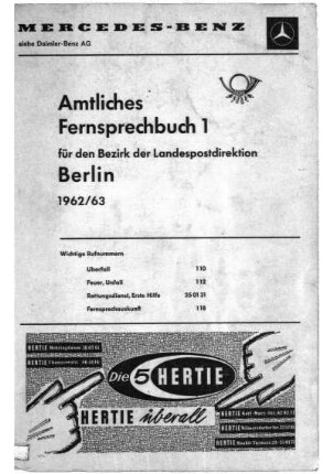 1962/1963: Amtliches Fernsprechbuch für den Bezirk der Landespostdirektion Berlin