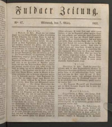 Mittwoch, den 7. März. 1832