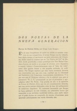 Dos poetas de la nueva generación
