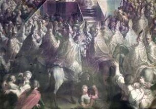 Die Vereidigung Maria Theresias vor dem Ordenshaus der Barmherzigen Brüder