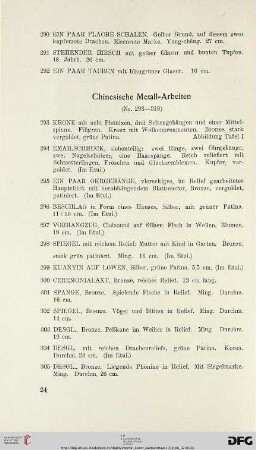 Chinesische Metall-Arbeiten (Nr. 293-316)
