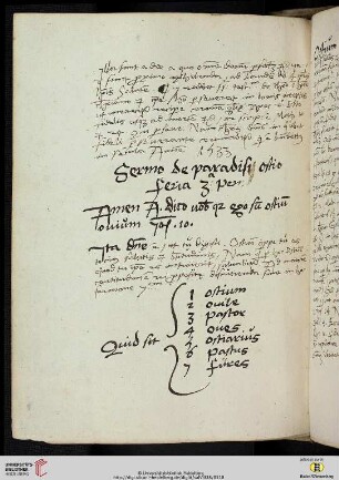 Sermo de paradisi ostio Feria 3a. penthecostes [Predigttext, Io 10,7]