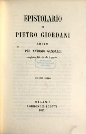 Opere di Pietro Giordani, 6. Epistolario di Pietro Giordani ; 6