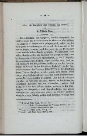 Ueber die Ganglien und Nerven des Darms.