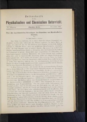 Über die experimentellen Grundlagen des Ohmschen und Kirchhoffschen Gesetzes.