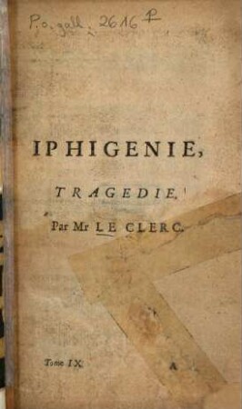 Iphigenie : Tragédie