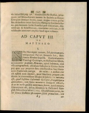 Ad Caput III. De Matthaeo