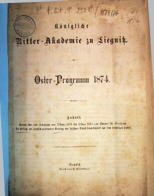 Oster-Programm, 1873/74