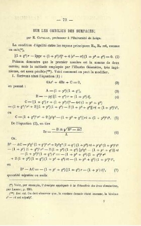 SUR LES OMBILICS DES SURFACES.