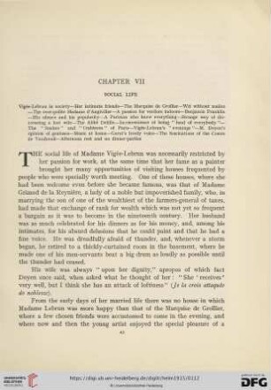 Chapter VII: Social life