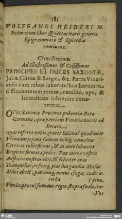 Poematum liber Quartus varii generis Epigrammata & Epicediae contiuens